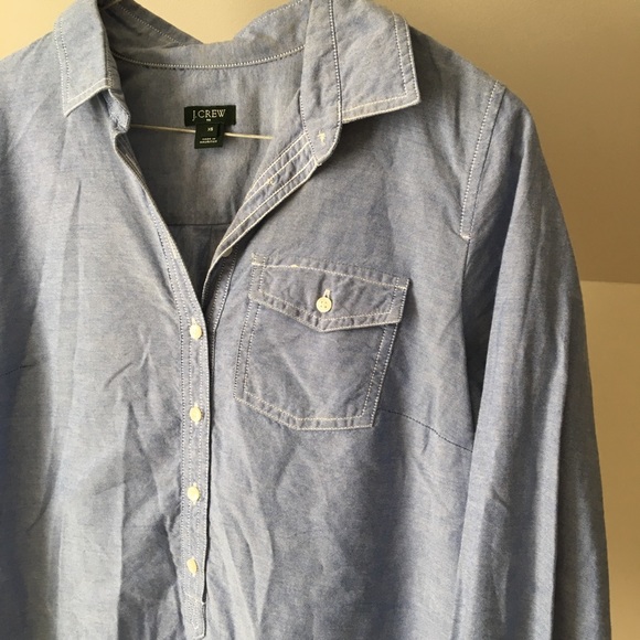 J. CREW Chambrey Stitched Oxford Popover Top Shirt - Picture 3 of 7